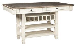 signature design by ashley bolanburg farmhouse counter height dining room table, white & brown