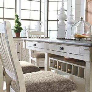 Signature Design by Ashley Bolanburg Farmhouse Counter Height Dining Room Table, White & Brown