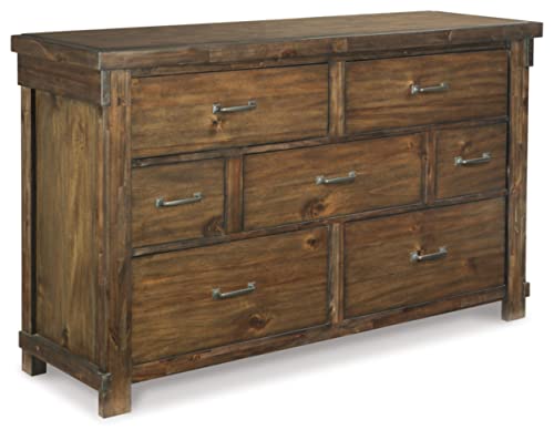 Signature Design by Ashley Lakeleigh Rustic Industrial 7 Drawer Dresser, Dark Brown