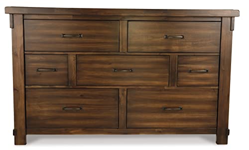 Signature Design by Ashley Lakeleigh Rustic Industrial 7 Drawer Dresser, Dark Brown