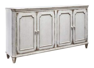 signature design by ashley mirimyn distressed 4-door accent cabinet or tv stand, antique white