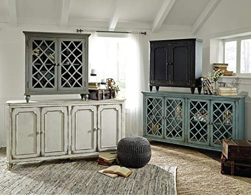 Signature Design by Ashley Mirimyn Distressed 4-Door Accent Cabinet or TV Stand, Antique White