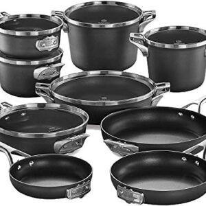 Calphalon 15-Piece Pots and Pans Set, Stackable Nonstick Kitchen Cookware with Stay-Cool Stainless Steel Handles, Black