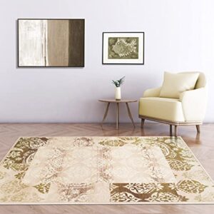 superior mystique modern geometric paisley polypropylene indoor area rug, 8x10, beige