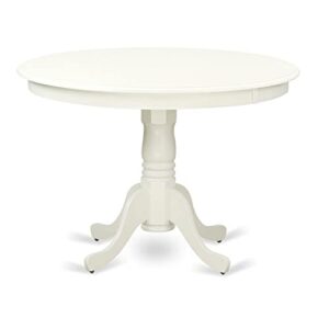 east west furniture dining table, 42x42 inch, linen white