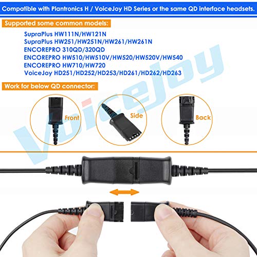 VoiceJoy Headset Adapter Cable Compatible with Plantronics and VoiceJoy Headsets - Connects to All Cisco 6000, 7800 and 8000 Series Phones and Also Models 7940 7941,26716-01 Cord