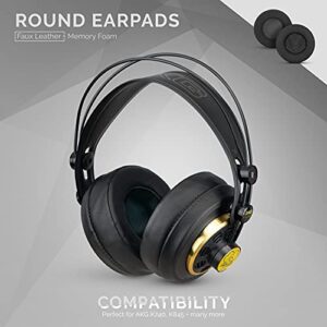 BRAINWAVZ Round Replacement Memory Foam Earpads - Suitable for Many Other Large Over The Ear Headphones - Sennheiser, AKG, HifiMan, ATH, Philips, Fostex, Sony (Black)