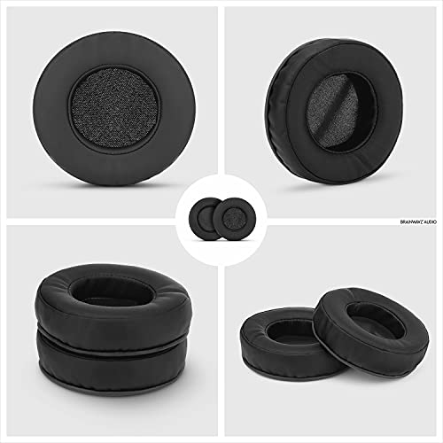 BRAINWAVZ Round Replacement Memory Foam Earpads - Suitable for Many Other Large Over The Ear Headphones - Sennheiser, AKG, HifiMan, ATH, Philips, Fostex, Sony (Black)