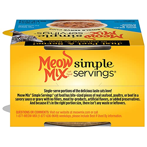 Meow Mix Simple Servings Wet Cat Food, Tuna & Salmon in Sauce, 1.3 Ounce Cup (Pack of 24)