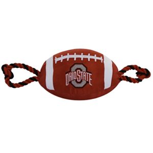 Pets First NCAA Ohio State Buckeyes Football Dog Toy, Tough Quality Nylon Materials, Strong Pull Ropes, Inner Squeaker, Collegiate Team Color (OH-3121)