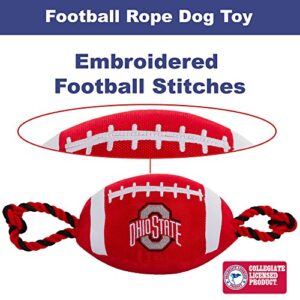 Pets First NCAA Ohio State Buckeyes Football Dog Toy, Tough Quality Nylon Materials, Strong Pull Ropes, Inner Squeaker, Collegiate Team Color (OH-3121)