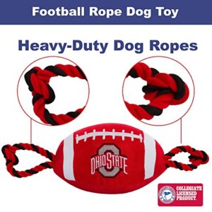 Pets First NCAA Ohio State Buckeyes Football Dog Toy, Tough Quality Nylon Materials, Strong Pull Ropes, Inner Squeaker, Collegiate Team Color (OH-3121)