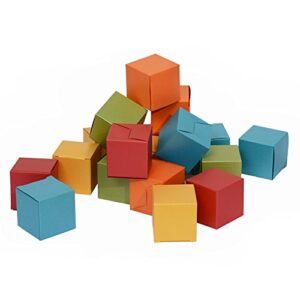 bakebaking 50ct mini ring boxes gift 2x2x2 - italy pearlescent paper in assorted colored (gold red blue green orange)