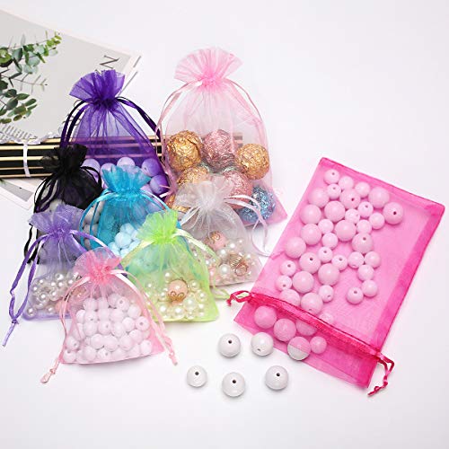 Akstore 100pcs 3.6x4.8''(9x12cm) Organza Gift Bags, Drawstring Pouches Jewelry Party Wedding Favor Gift Bags,Candy Bags. (White)