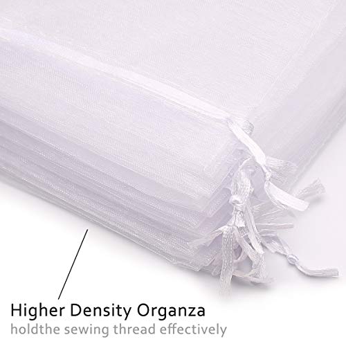 Akstore 100pcs 3.6x4.8''(9x12cm) Organza Gift Bags, Drawstring Pouches Jewelry Party Wedding Favor Gift Bags,Candy Bags. (White)