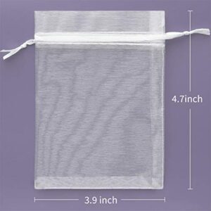 Akstore 100pcs 3.6x4.8''(9x12cm) Organza Gift Bags, Drawstring Pouches Jewelry Party Wedding Favor Gift Bags,Candy Bags. (White)