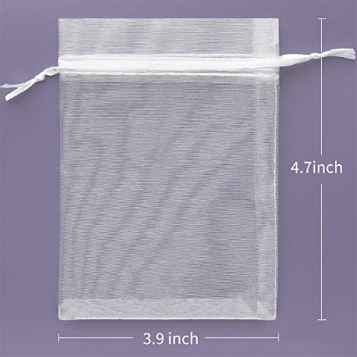 Akstore 100pcs 3.6x4.8''(9x12cm) Organza Gift Bags, Drawstring Pouches Jewelry Party Wedding Favor Gift Bags,Candy Bags. (White)