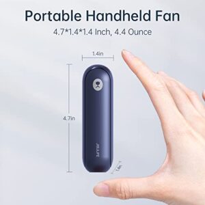 JISULIFE Portable Handheld Fan, Mini Pocket Hand Fan, Small Battery Operated 14-21 hours, USB Rechargeable Foldable Fan, Quiet Personal Fan with Power Bank, Flashlight for Indoor, Outdoor - Blue