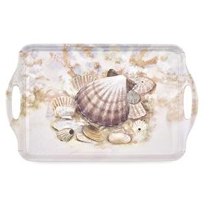 pimpernel beach prize collection large handled tray | serving tray for lunch, coffee, or breakfast | made of melamine | measures 19.25" x 11.5" | dishwasher safe