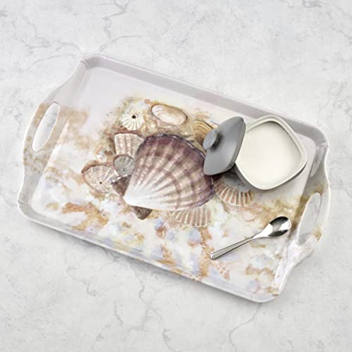 Pimpernel Beach Prize Collection Large Handled Tray | Serving Tray for Lunch, Coffee, or Breakfast | Made of Melamine | Measures 19.25" x 11.5" | Dishwasher Safe