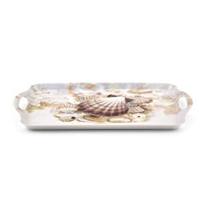 Pimpernel Beach Prize Collection Large Handled Tray | Serving Tray for Lunch, Coffee, or Breakfast | Made of Melamine | Measures 19.25" x 11.5" | Dishwasher Safe