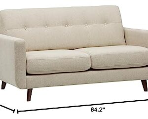 Amazon Brand – Rivet Sloane Mid-Century Modern Loveseat Sofa, 64.2"W, Shell