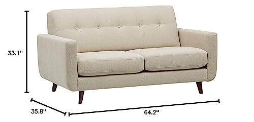 Amazon Brand – Rivet Sloane Mid-Century Modern Loveseat Sofa, 64.2"W, Shell
