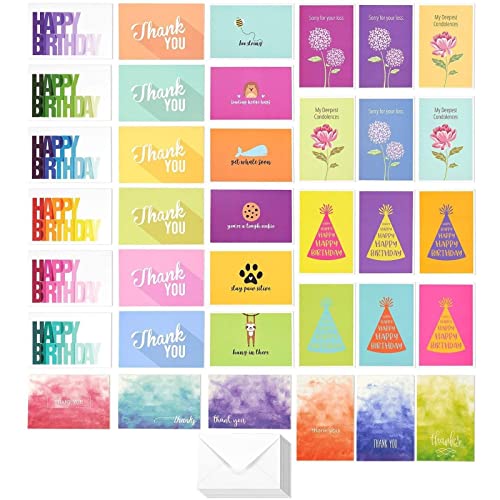 36 Pack All Occasions Blank Greeting Cards Assortment Box Set, Assorted Notes 4x6 inch with Envelopes for Thank You, Birthday, Sympathy