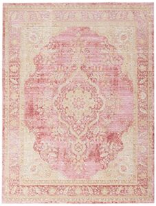 momeni rugs isabella traditional medallion flat weave area rug, 5'3" x 7'3", pink
