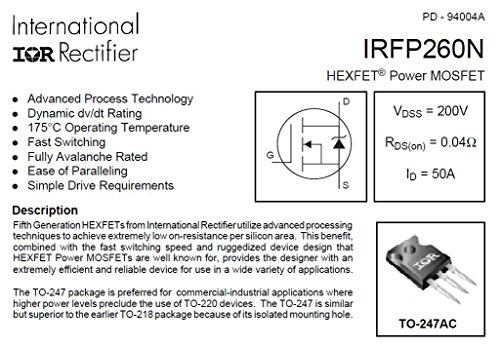 2pcs IRFP260 IRFP260N TO-247 200V 50A N Channel Power MOSFET Fast Switching