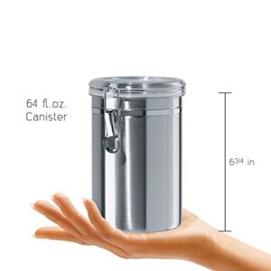 SILVERONYX Stainless Steel Canisters for the Kitchen - Beautiful Airtight for Kitchen Counter, Medium 64 fl oz, Food Storage Container, Tea Coffee Sugar Flour Canisters Medium 64oz - 4 Piece