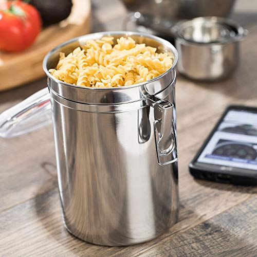 SILVERONYX Stainless Steel Canisters for the Kitchen - Beautiful Airtight for Kitchen Counter, Medium 64 fl oz, Food Storage Container, Tea Coffee Sugar Flour Canisters Medium 64oz - 4 Piece