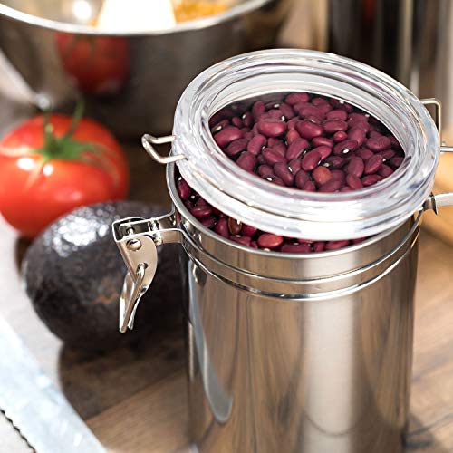 SILVERONYX Stainless Steel Canisters for the Kitchen - Beautiful Airtight for Kitchen Counter, Medium 64 fl oz, Food Storage Container, Tea Coffee Sugar Flour Canisters Medium 64oz - 4 Piece