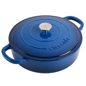 crock pot artisan enameled cast iron braiser w/lid, 5 quart, sapphire blue