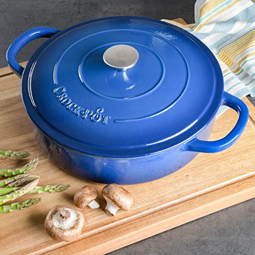 Crock Pot Artisan Enameled Cast Iron Braiser W/Lid, 5 Quart, Sapphire Blue