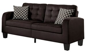 homelegance sinclair 72" fabric sofa, chocolate