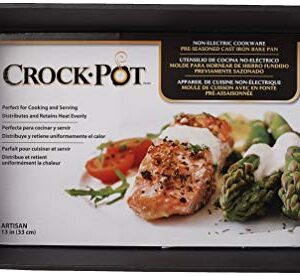 Crock Pot Artisan 13 Inch Preseasoned Cast Iron Rectangular Lasagna Pan