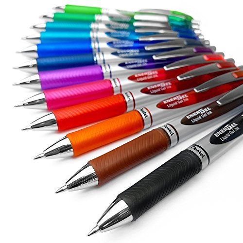 Pentel EnerGel XM BL77 - Retractable Liquid Gel Ink Pen - 0.7mm - 52% Recycled - Pack of 12 Mixed Colours