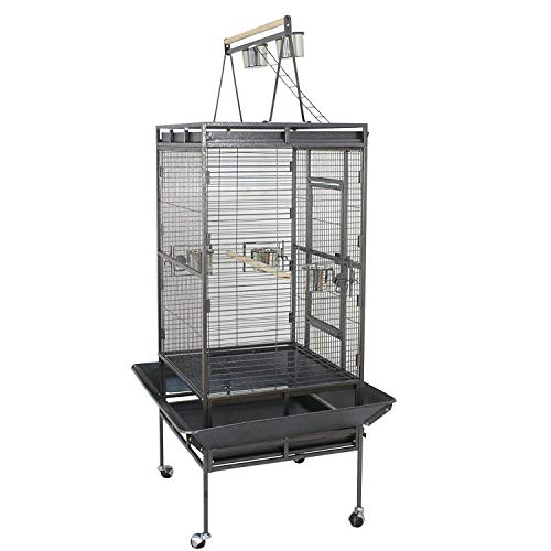Nova Microdermabrasion 68-Inch Height Wrought Iron Standing Large Play Top Bird Cage for African Grey Small Quaker Parrot Cockatiel Sun Parakeet Green Cheek Conure Dove Budgie Lovebird
