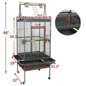 Nova Microdermabrasion 68-Inch Height Wrought Iron Standing Large Play Top Bird Cage for African Grey Small Quaker Parrot Cockatiel Sun Parakeet Green Cheek Conure Dove Budgie Lovebird