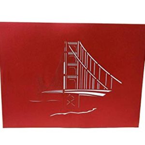 PopLife Golden Gate Bridge 3D Pop Up Greeting Card for All Occasions - Travellers, Architecture, History Lovers - Folds Flat for Mailing - Birthday, Graduation, Retirement, Anniversary, Thank You