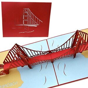 poplife golden gate bridge 3d pop up greeting card for all occasions - travellers, architecture, history lovers - folds flat for mailing - birthday, graduation, retirement, anniversary, thank you