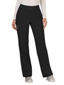pull-on cargo scrub pants for women workwear revolution, soft stretch ww110, m, black