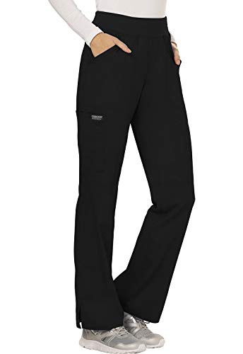 Pull-On Cargo Scrub Pants for Women Workwear Revolution, Soft Stretch WW110, M, Black