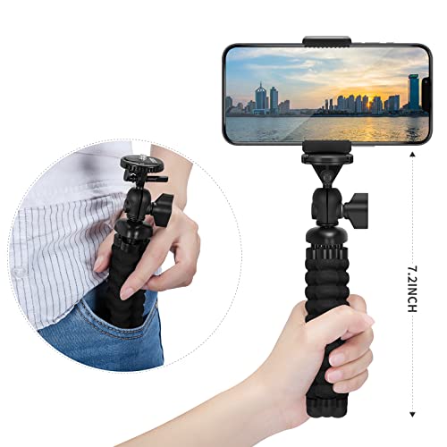 Mini Cell Phone Flexible Tripod Holder, ZTON Adjustable Mobile Phone Mount, Universal Octopus Stand for iPhone, Samsung, Camera (S-Black)