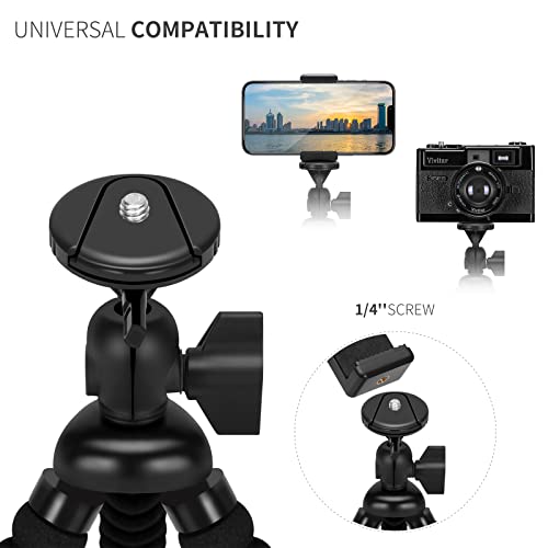 Mini Cell Phone Flexible Tripod Holder, ZTON Adjustable Mobile Phone Mount, Universal Octopus Stand for iPhone, Samsung, Camera (S-Black)