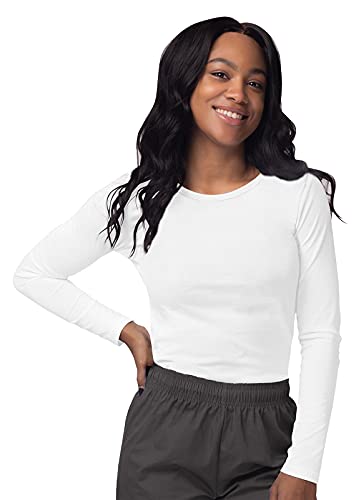 Sivvan Scrubs for Women - Long Sleeve Comfort Underscrub Tee 2-Pack - S85002 - White - M