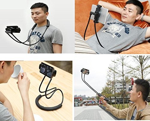 LHIABNN Universal Cell Phone Holder,Neck and Waist Hanging Lazy Phone Bracket Stand Free Rotating Mounts with Multiple Function