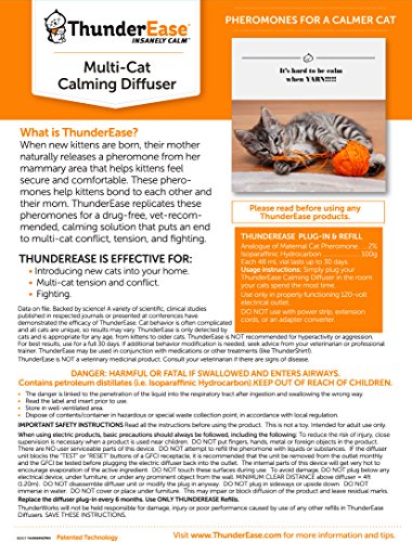 ThunderEase Multicat Calming Pheromone Diffuser Refill | Powered by FELIWAY | Reduce Cat Conflict, Tension and Fighting (180 Day Supply)