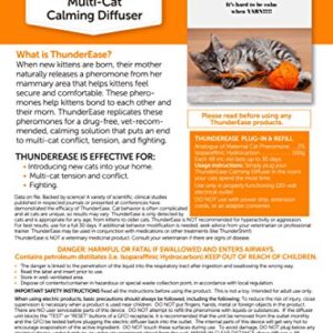 ThunderEase Multicat Calming Pheromone Diffuser Kit | Powered by FELIWAY | Reduce Cat Conflict, Tension and Fighting (30 Day Supply)